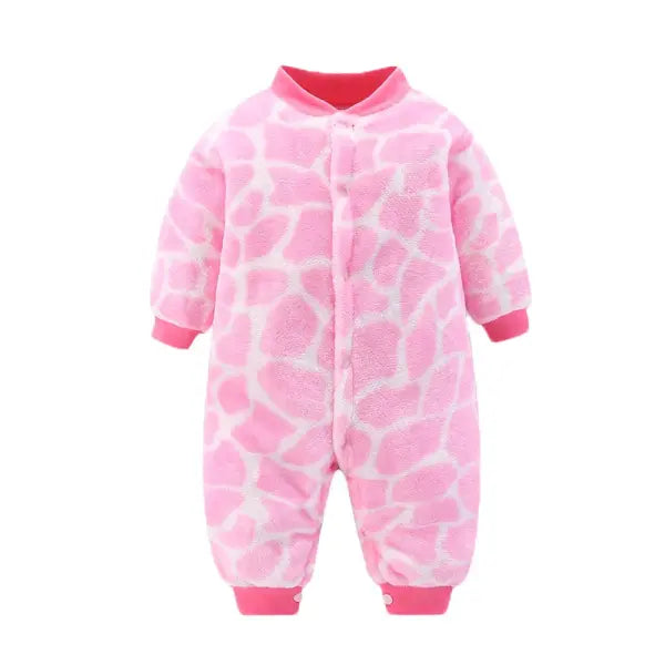 Soft Flannel Baby Romper – Warm Spring/Winter Jumpsuit Jacket for Newborn Boys & Girls (0–18M) - Pink stone / 6M