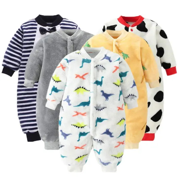 Soft Flannel Baby Romper – Warm Spring/Winter Jumpsuit Jacket for Newborn Boys & Girls (0–18M)