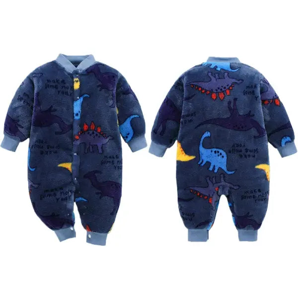 Soft Flannel Baby Romper – Warm Spring/Winter Jumpsuit Jacket for Newborn Boys & Girls (0–18M)