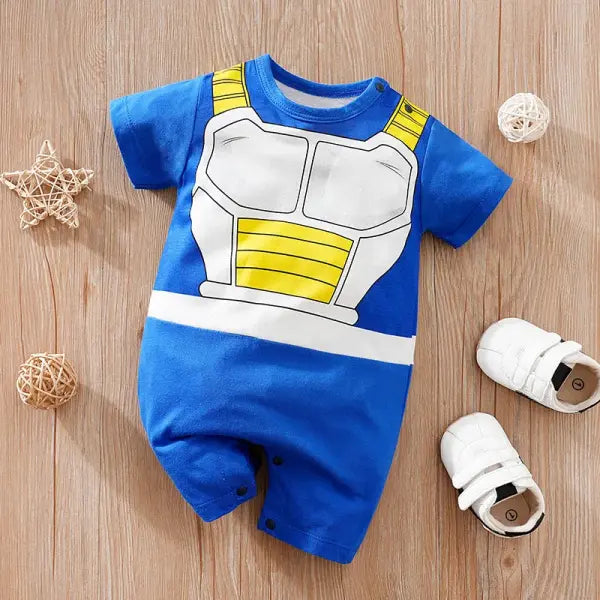Cute Anime Baby Romper – Soft Cotton Short Sleeve Jumpsuit for Newborn Boys & Girls (0–18M) - Blue / 0-3M