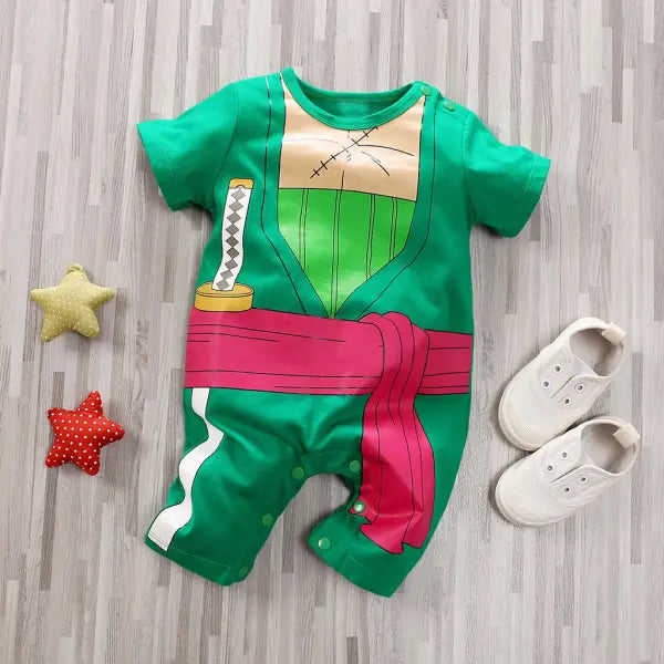 Cute Anime Baby Romper – Soft Cotton Short Sleeve Jumpsuit for Newborn Boys & Girls (0–18M) - green / 0-3M