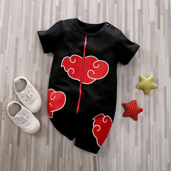 Cute Anime Baby Romper – Soft Cotton Short Sleeve Jumpsuit for Newborn Boys & Girls (0–18M) - black / 3-6M