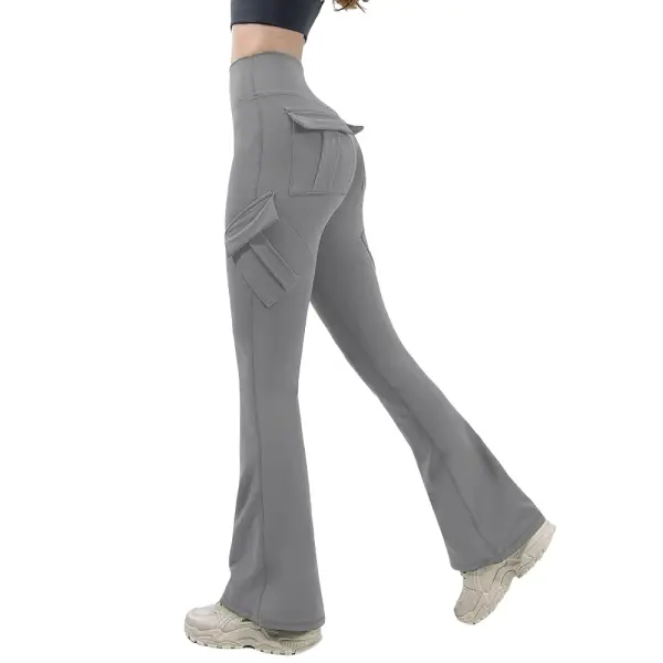 Women’s Wide Leg Yoga Pants – Naked Feeling High-Stretch Leggings with Pockets Seamless Compression Fitness Trousers