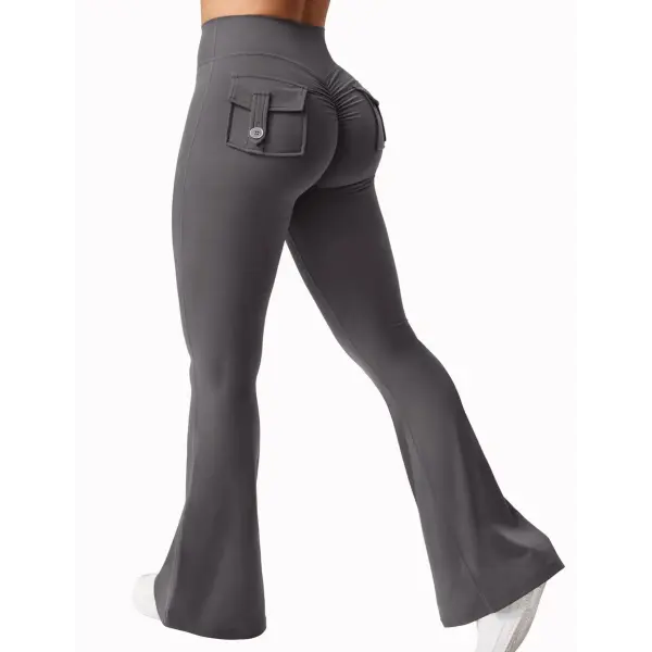 Women’s Wide Leg Yoga Pants – Naked Feeling High-Stretch Leggings with Pockets Seamless Compression Fitness Trousers