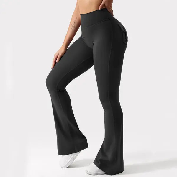 Women’s Wide Leg Yoga Pants – Naked Feeling High-Stretch Leggings with Pockets Seamless Compression Fitness Trousers