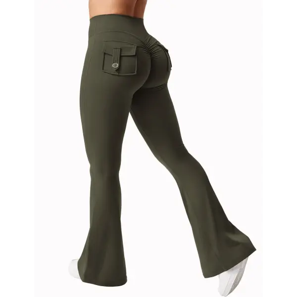 Women’s Wide Leg Yoga Pants – Naked Feeling High-Stretch Leggings with Pockets Seamless Compression Fitness Trousers