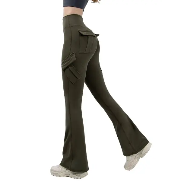 Newest Women Wide Leg High Stretch Yoga Leggings Naked Feeling Compression Fitness Workwear with pockets Yoga Pant