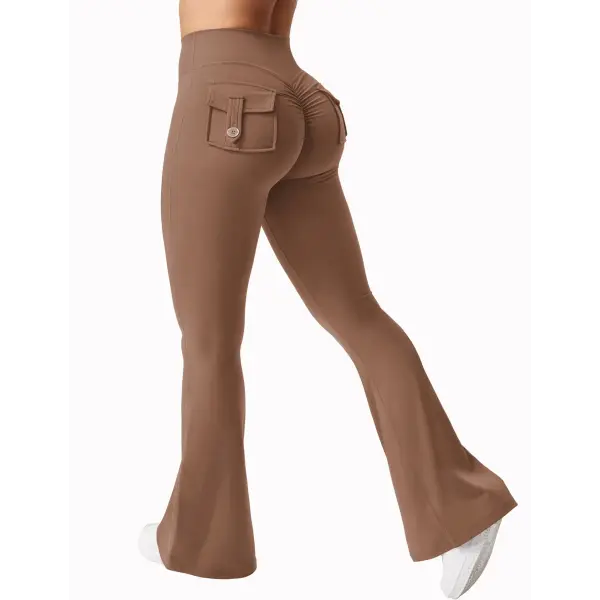 Women’s Wide Leg Yoga Pants – Naked Feeling High-Stretch Leggings with Pockets Seamless Compression Fitness Trousers