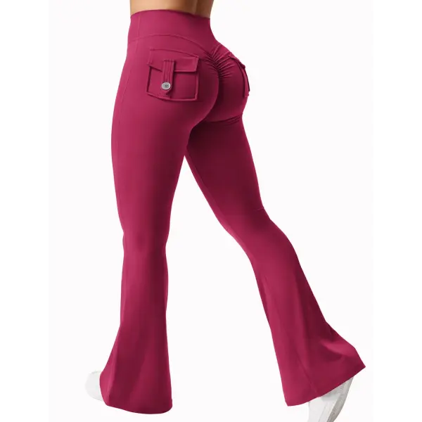 Women’s Wide Leg Yoga Pants – Naked Feeling High-Stretch Leggings with Pockets Seamless Compression Fitness Trousers