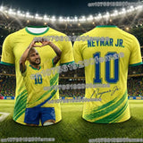 Neymar Soccer Jersey 3D Printed Custom Size Breathable Sports Shirt - 28J0429-094-ZKB-W / L