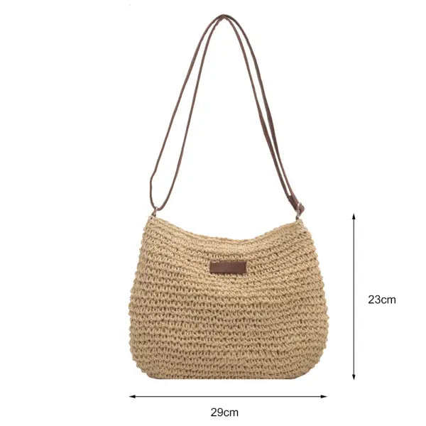 Niche Design Vacation Straw Tote Bag Handcrafted Summer Accessory - Beige / 1PC - None