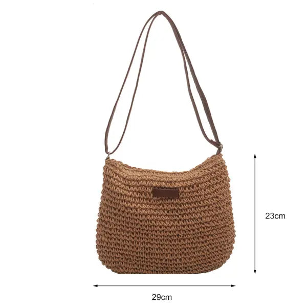 Niche Design Vacation Straw Tote Bag Handcrafted Summer Accessory - Khaki / 10PCS - None