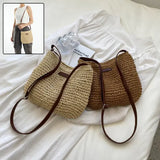 Niche Design Vacation Straw Tote Bag Handcrafted Summer Accessory - None