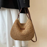 Niche Design Vacation Straw Tote Bag Handcrafted Summer Accessory - None