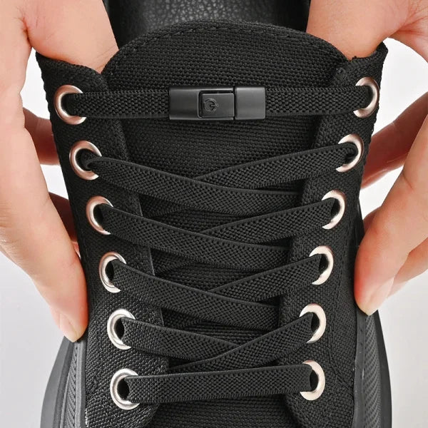 No Tie Elastic Shoe Laces – 8mm Flat Press Lock Shoelaces