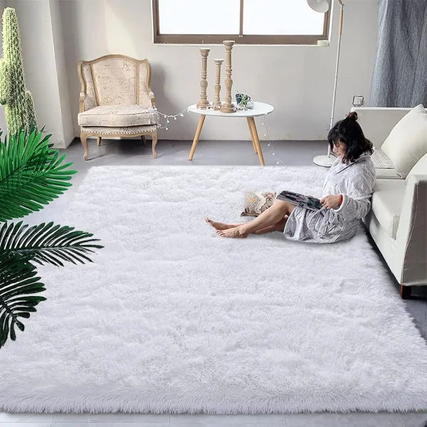 Noahas Solid Color Design Acrylic Rug for Living Room Wash Style - WHITE / 153x244cm / United States