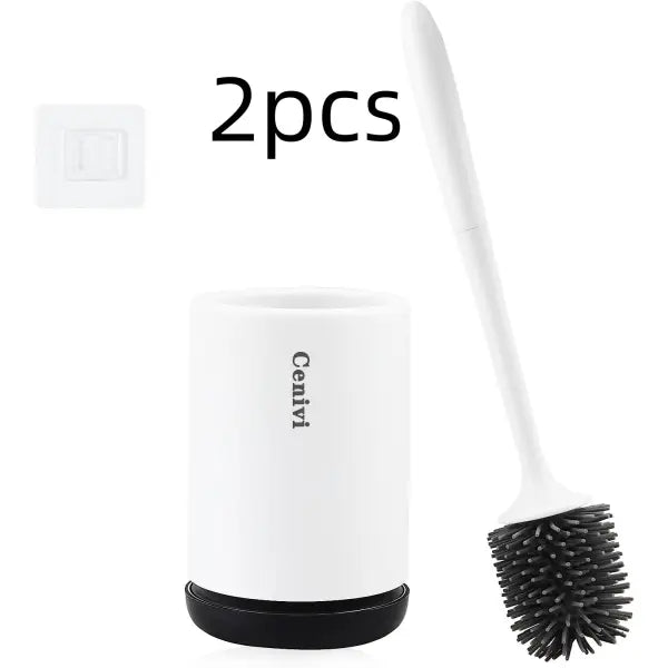 Non-stick Hair Soft Plastic Brush Head Toilet - Black Wall mounted2pcs