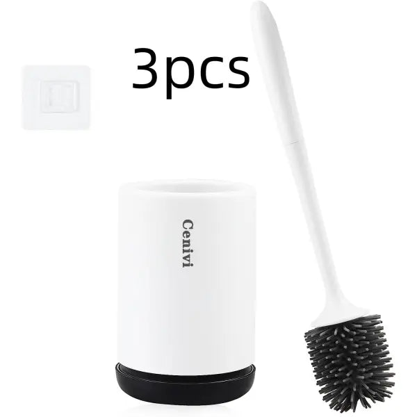 Non-stick Hair Soft Plastic Brush Head Toilet - Black Wall mounted3pcs