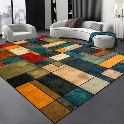 Nordic Abstract Geometric Carpet - Plush Non-Slip Rug for Living Room & Bedroom