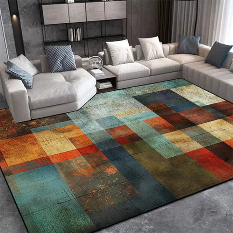 Nordic Abstract Geometric Carpet - Plush Non-Slip Rug for Living Room & Bedroom