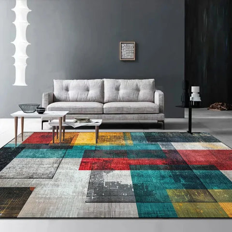 Nordic Abstract Geometric Carpet - Plush Non-Slip Rug for Living Room & Bedroom