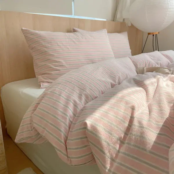 Nordic sling Cotton Pink Stripes Duvet Cover 150x200 Size Girl’s Room housse de couette Skin friendly Breathable