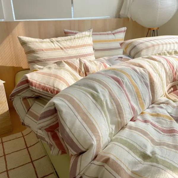 Nordic sling Cotton Pink Stripes Duvet Cover 150x200 Size Girl’s Room housse de couette Skin friendly Breathable