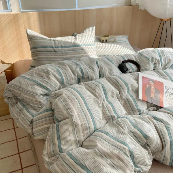 Nordic sling Cotton Pink Stripes Duvet Cover 150x200 Size Girl’s Room housse de couette Skin friendly Breathable