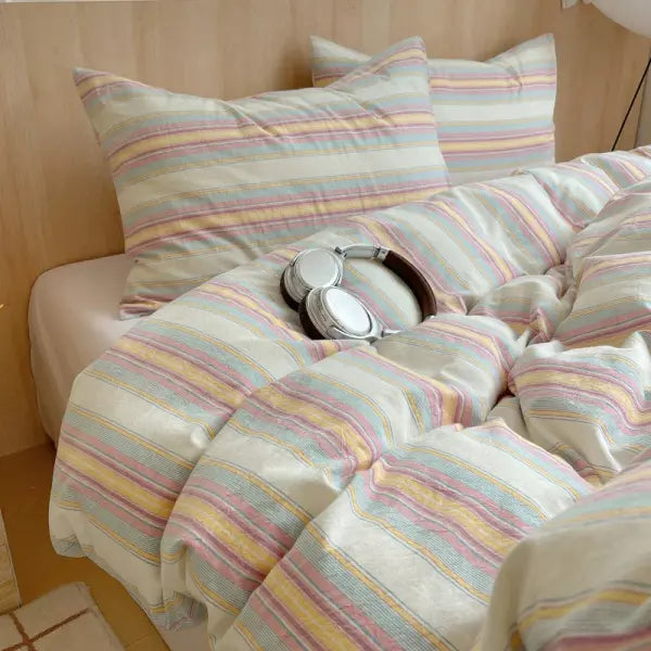 Nordic sling Cotton Pink Stripes Duvet Cover 150x200 Size Girl’s Room housse de couette Skin friendly Breathable