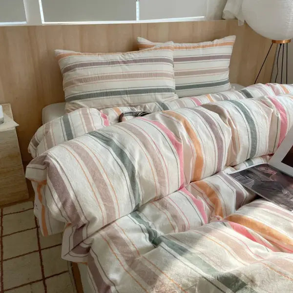 Nordic sling Cotton Pink Stripes Duvet Cover 150x200 Size Girl’s Room housse de couette Skin friendly Breathable