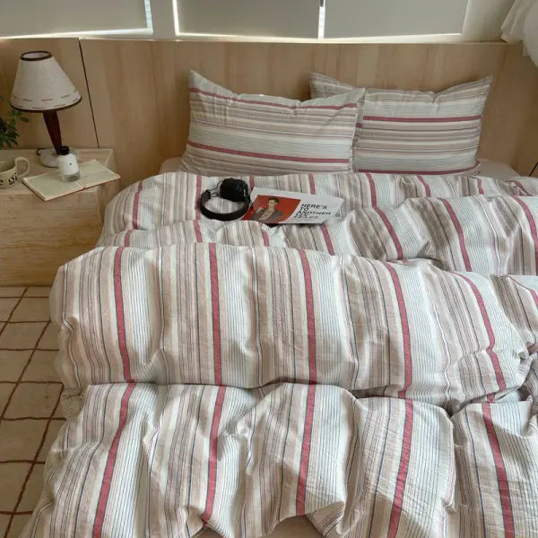 Nordic sling Cotton Pink Stripes Duvet Cover 150x200 Size Girl’s Room housse de couette Skin friendly Breathable