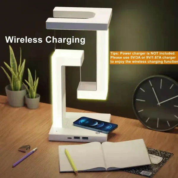 Novelty Floating Lamp with Wireless Charger for Bedroom and Office - 0-5W