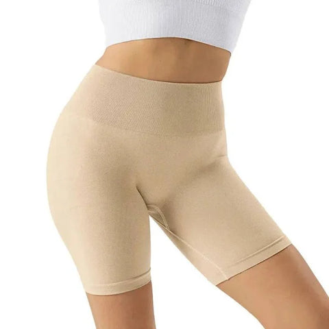 Beige Nvgtn Seamless Pro Spandex Shorts with high waistband for optimal shaping
