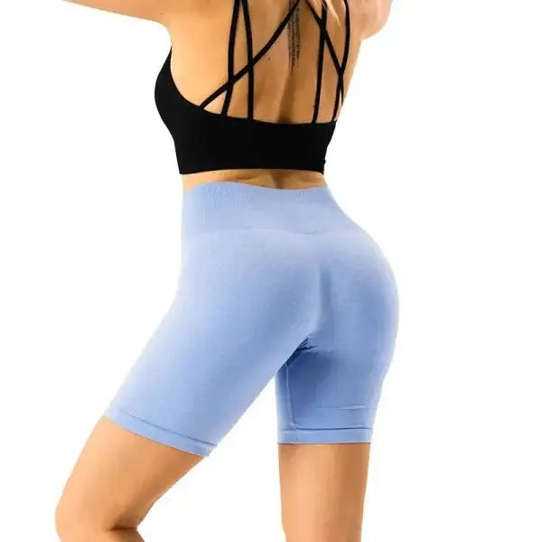 Nvgtn Seamless Pro Spandex Shorts in light blue fitted design