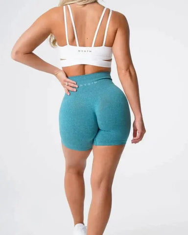 Teal Nvgtn Seamless Pro Spandex Shorts with high waistband for men and women