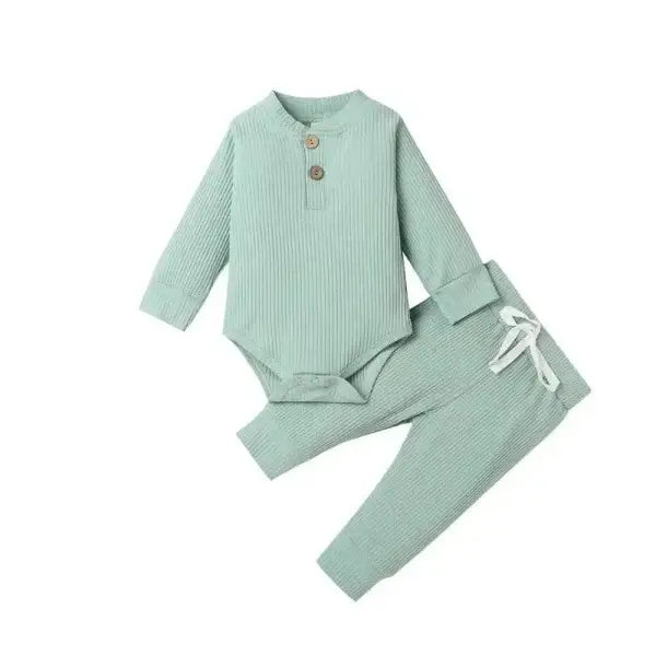 Nvgtn Seamless Pro mint green ribbed baby outfit with bodysuit and pants