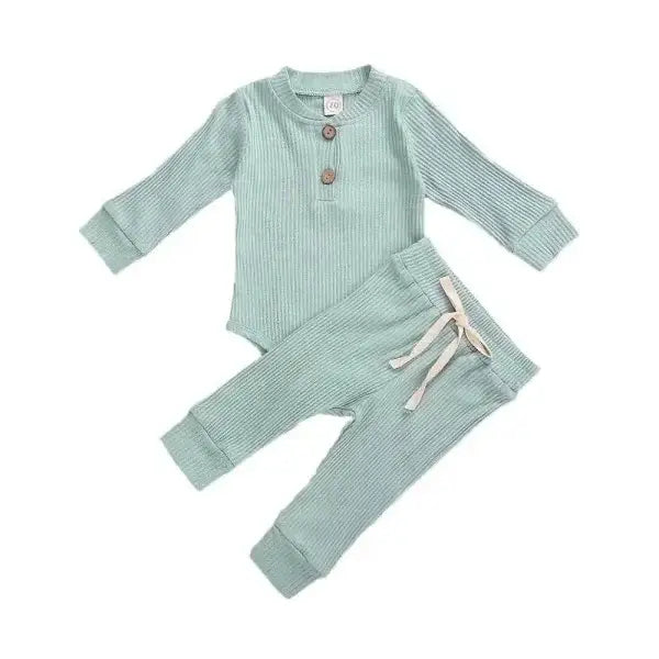Nvgtn Seamless Pro mint green ribbed cotton two-piece outfit