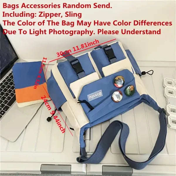 Nylon Messenger Bag Men Solid College Daily Use - B Style-Blue