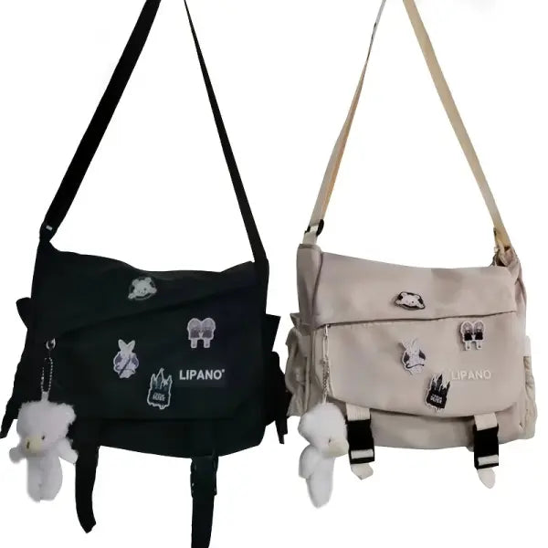 Nylon Messenger Bag Men Solid College Daily