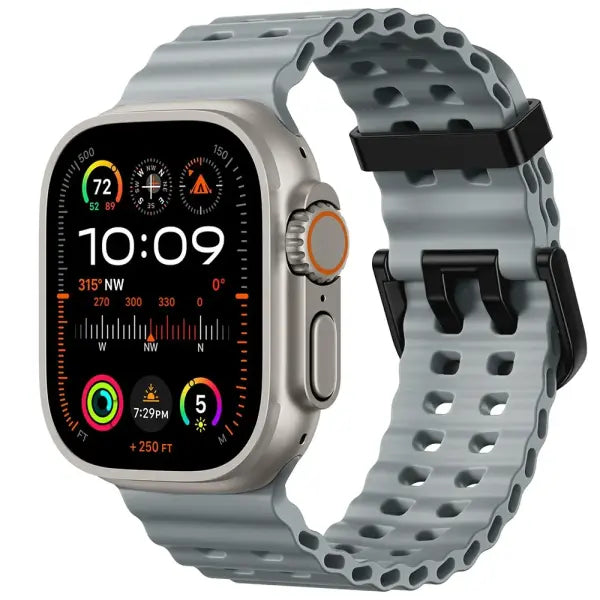 Apple Watch Silicone Ocean Band Waterproof Sport Strap - 06 Light gray / S11-10 46mm