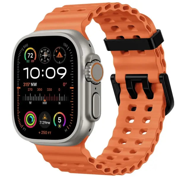 Apple Watch Silicone Ocean Band Waterproof Sport Strap - 09 Orange / S11-10 46mm