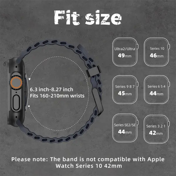 Apple Watch Silicone Ocean Band Waterproof Sport Strap