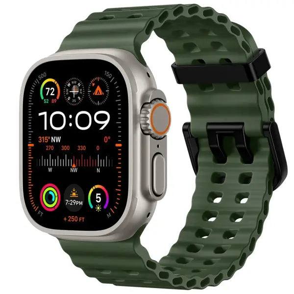 Apple Watch Silicone Ocean Band Waterproof Sport Strap - 04 Army green / 42mm 44mm 45mm 49mm