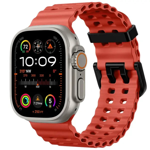 Apple Watch Silicone Ocean Band Waterproof Sport Strap - 10 Red / S11-10 46mm