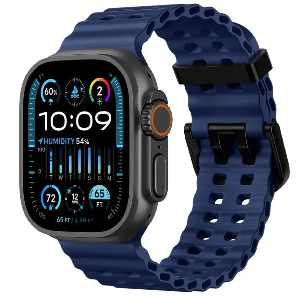 Apple Watch Silicone Ocean Band Waterproof Sport Strap - 03 Moonlight Blue / S11-10 46mm