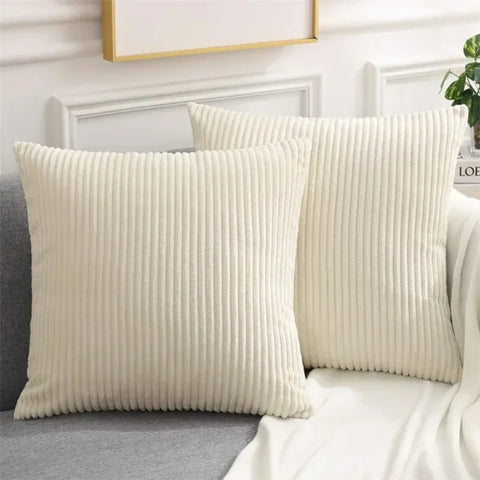 Olanly Corduroy Cushion Cover - Soft Fluffy Decorative Pillow Case - Cream White-1pcs / 18x18in(45x45cm)