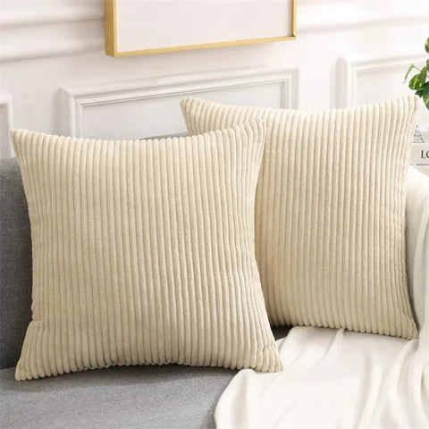 Olanly Corduroy Cushion Cover - Soft Fluffy Decorative Pillow Case - Beige-1pcs / 20x20in(50x50cm)