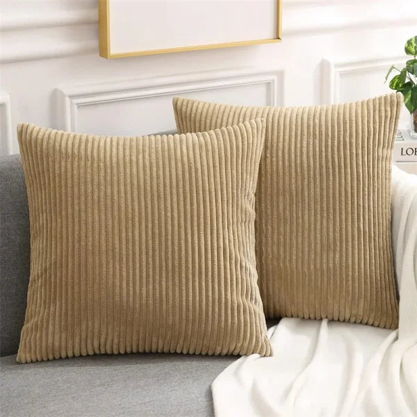 Olanly Corduroy Cushion Cover - Soft Fluffy Decorative Pillow Case - Khaki-1pcs / 20x20in(50x50cm)