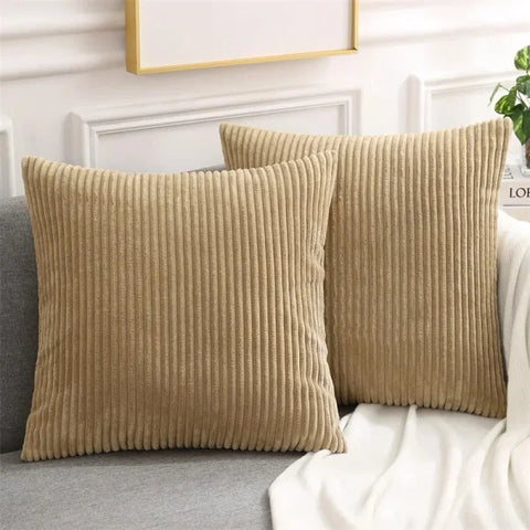 Olanly Corduroy Cushion Cover - Soft Fluffy Decorative Pillow Case - Khaki-1pcs / 20x20in(50x50cm)