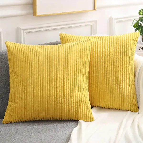 Olanly Corduroy Cushion Cover - Soft Fluffy Decorative Pillow Case - Yellow-1pcs / 20x20in(50x50cm)